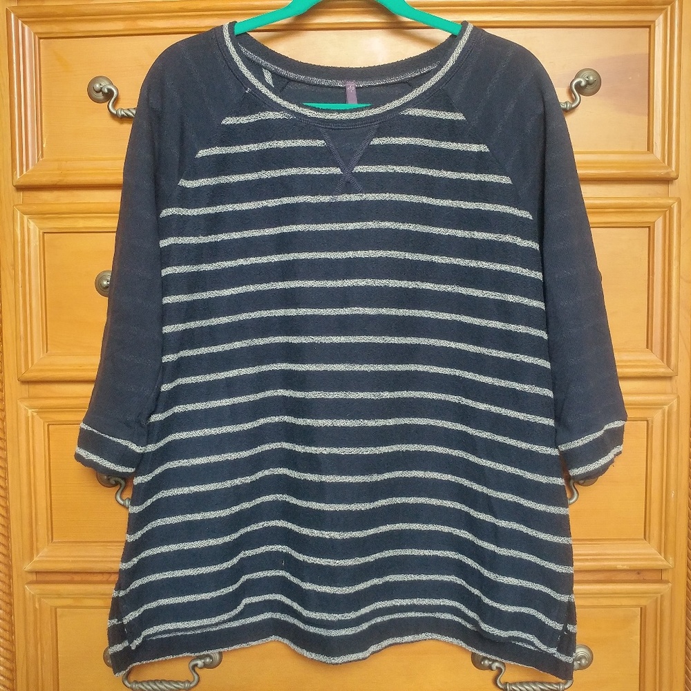 NYDJ Mediterranean Blue White Striped Sweater